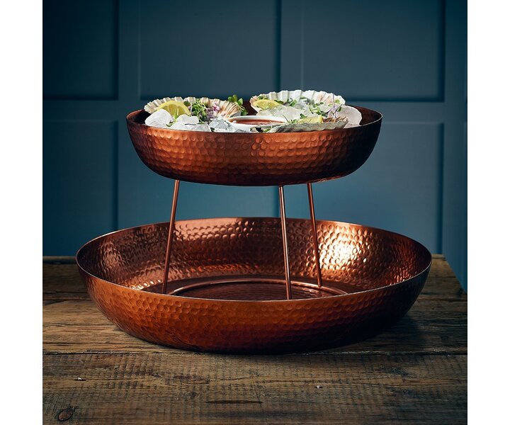 M&T Seafood trays set of 2 pieces  hammered copper finish