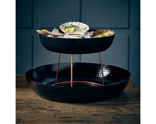 M&T Seafood trays set of 2 pieces hammered black finish