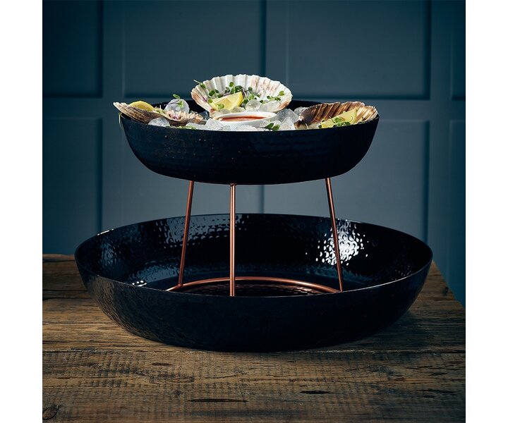 M&T Seafood trays set of 2 pieces hammered black finish