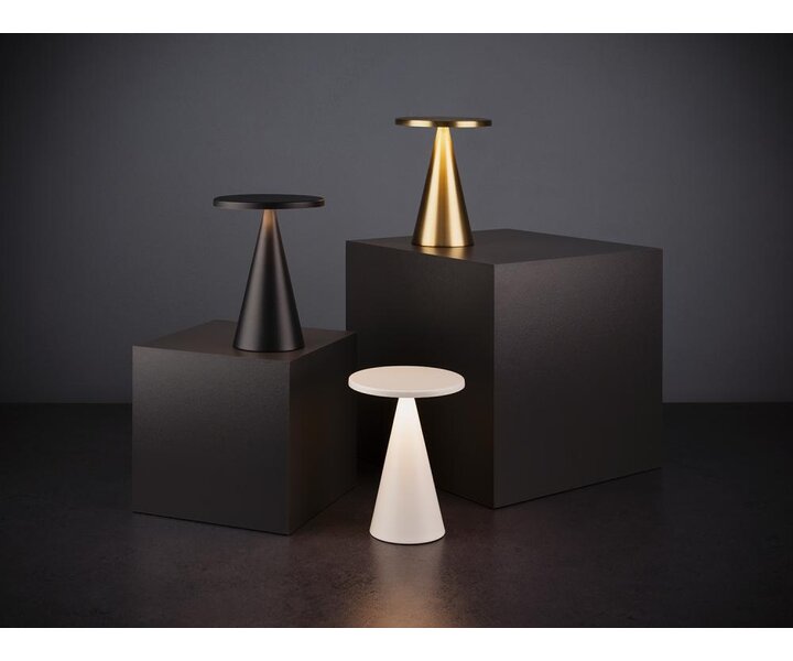 M&T Tafellamp oplaadbaar " Cone "  zwart