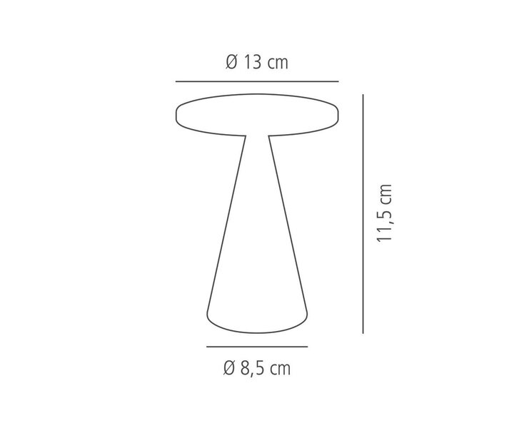 M&T Table lamp rechargable  " Mini  Cone " black height 11,5 cm