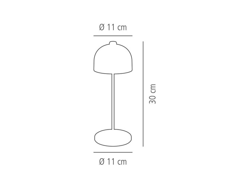 M&T Lampe de table rechargable " Josef "  Gunmetal hauteur 30 cm