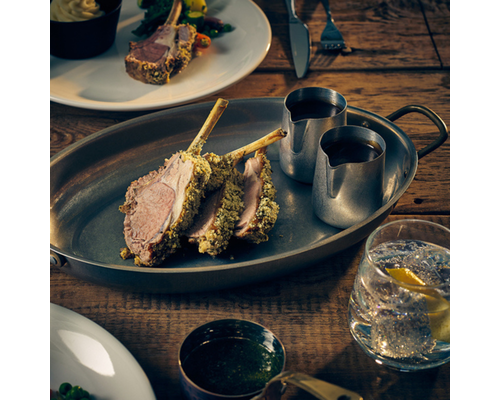 M&T Plat de service oval à 2 poignées 16,5 x 12,5 cm finition vintage