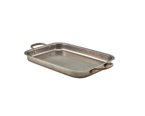 M&T Plat de service  rectangulaire  à 2 poignées 32,5 x 23,5 cm finition vintage