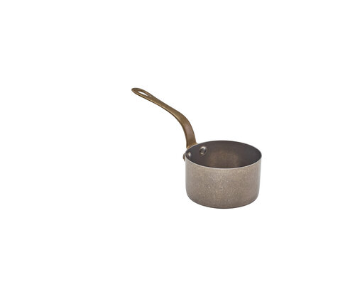 M&T Sauspotje met gietteut 14 cl met messing handvat vintage - stonewashed  uitvoering