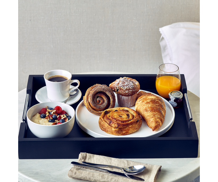 M&T Tray 50 x 39 cm black acacia wood with stainless steel handles