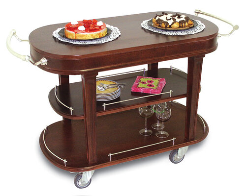 M&T Serving trolley 3 levels de luxe finish with silverplated accents
