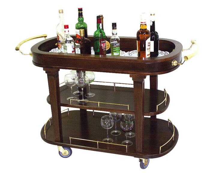 M&T Bar - and liquor trolley de luxe finish with silverplated accents