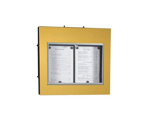 M&T A3 menu holder in golden stainless steel