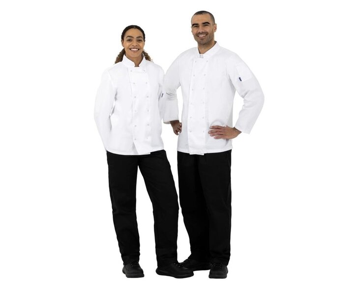 M&T Veste de cuisine mixte Whites Vegas blanche manches longues