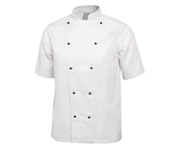 M&T Whites Chicago unisex koksbuis korte mouw wit