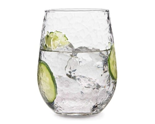 LIBBEY  Goblet à eau  & vin  50 cl " Stemless "   Aspect craquelé