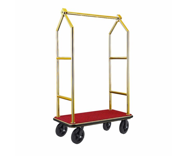 M&T Luggage trolley "  Gold  "   with red carpet