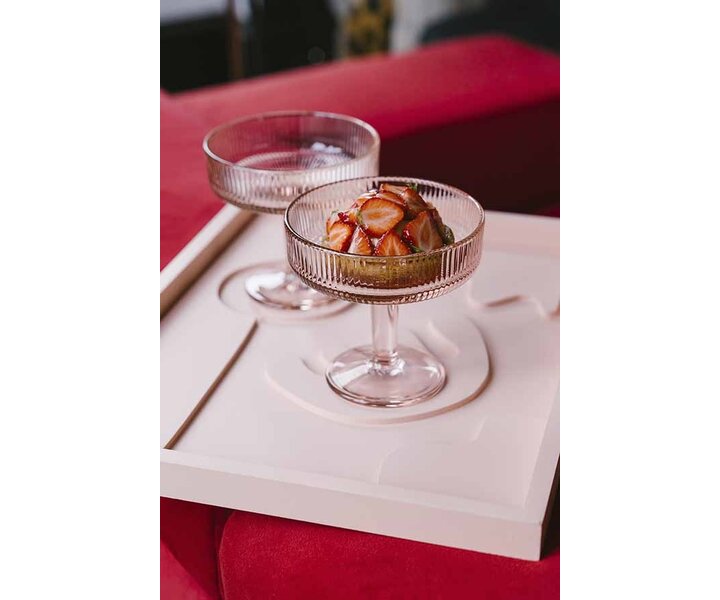 LA ROCHERE  Ice cream & sorbet saucer 33 cl  " Alice "   pink color