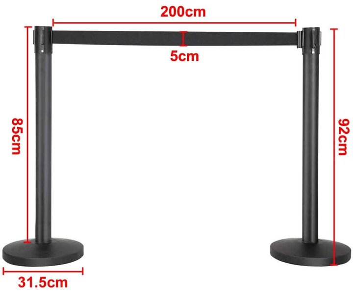 M&T Afbakeningpaal lengte 2 meter set 2 stuks zwart met zware voet