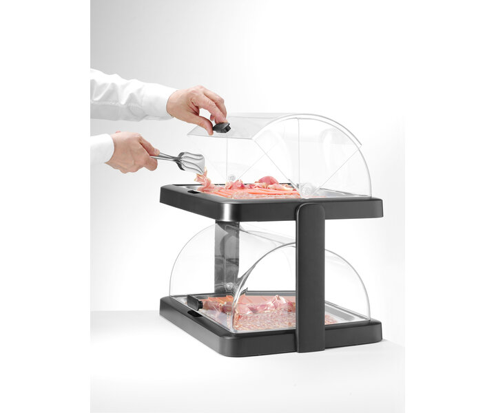 M&T Vitrine double à couvercle coulissant roll-top Duo couleur noire