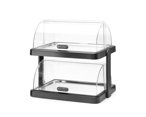 M&T Vitrine double à couvercle coulissant roll-top Duo couleur noire