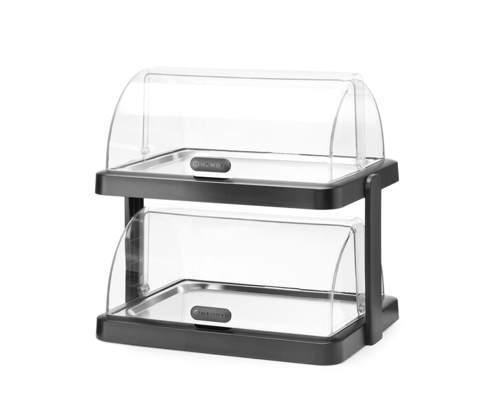 M&T Vitrine double à couvercle coulissant roll-top Duo couleur noire