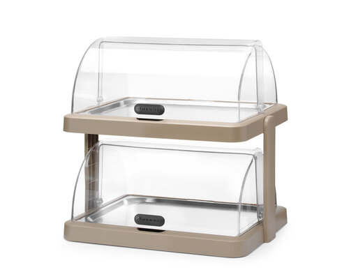 M&T Koeldisplay met dubbele rolltop  "Duo" taupe kleur