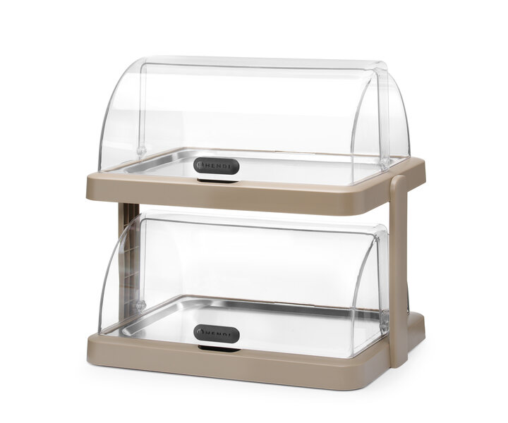 M&T Koeldisplay met dubbele rolltop  "Duo" taupe kleur