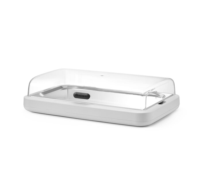 M&T Koeldisplay Uniq witte kleur met een transparant deksel van ABS