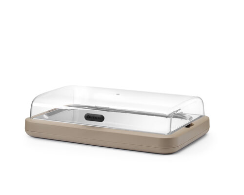 M&T Koeldisplay Uniq  taupe kleur met een transparant deksel van ABS