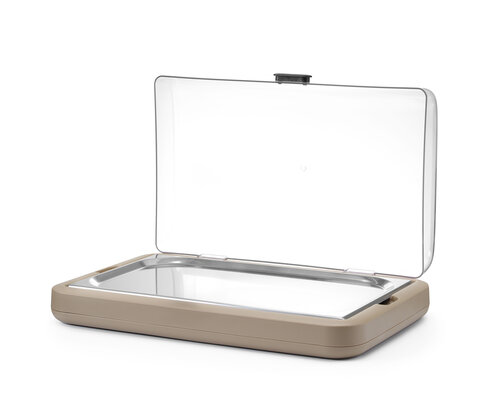 M&T Koeldisplay Uniq  taupe kleur met een transparant deksel van ABS