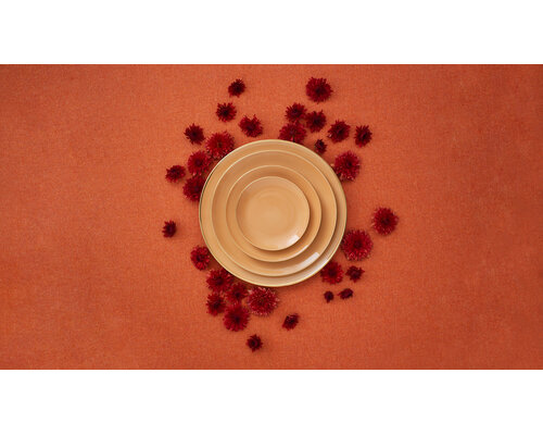 PORCEL  Flat plate  Ø 32 cm " Apricot gold " XXL  with large rim