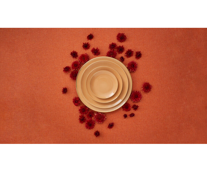 PORCEL  Flat plate  Ø 32 cm " Apricot gold " XXL  with large rim