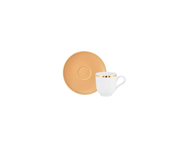 PORCEL  Ensemble tasse 11 cl et soucoupe Ø 12 cm  " Apricot gold "