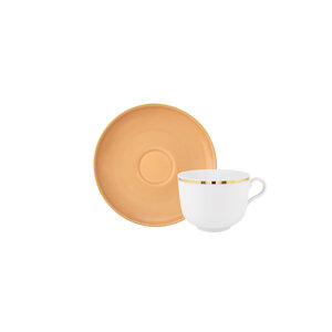PORCEL  Tas 28 cl met ondertas Ø  15 cm  "Apricot Gold "