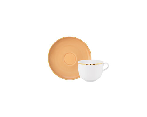 PORCEL  Ensemble tasse 28 cl et soucoupe Ø 15 cm  " Apricot gold "