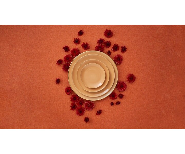 PORCEL  Flat plate Ø  16 cm " Apricot Platinum " Coupe shape