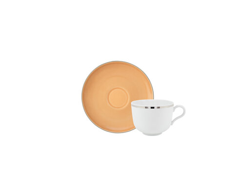 PORCEL  Tas 28 cl met ondertas Ø  15 cm  "Apricot Platinum "