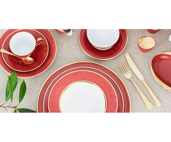 PORCEL  Assiette creuse Ø 23 cm " Rouge " avec aile large