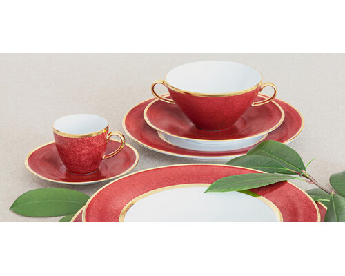 PORCEL  Assiette plate  Ø 22 cm " Rouge " avec aile large