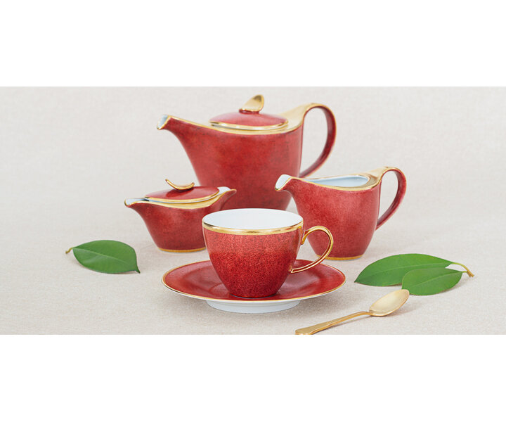 PORCEL  Ensemble tasse 26 cl et soucoupe " Rouge "