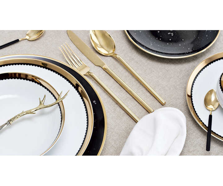 PORCEL  Flat plate Ø 27 cm " Saturn Gold "