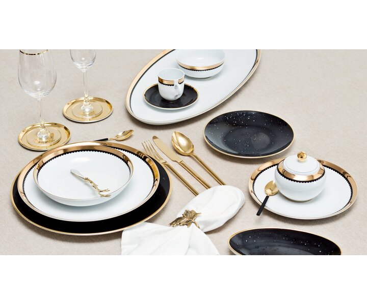 PORCEL  Ensemble tasse 11 cl et soucoupe  " Saturn Gold "