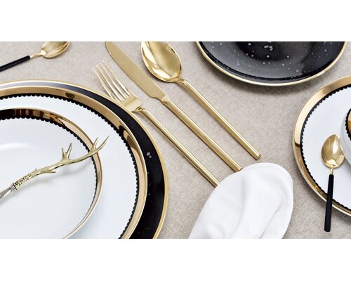 PORCEL  Ensemble tasse 11 cl et soucoupe  " Saturn Gold "