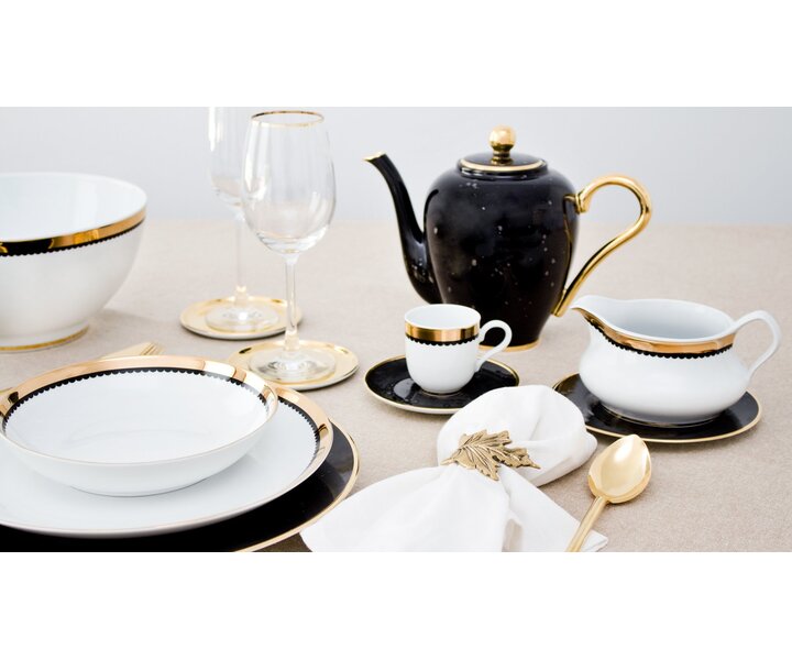 PORCEL  Ensemble tasse 28 cl et soucoupe  " Saturn Gold "