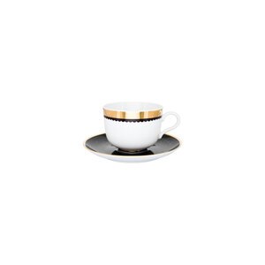 PORCEL  Ensemble tasse 28 cl et soucoupe  " Saturn Gold "