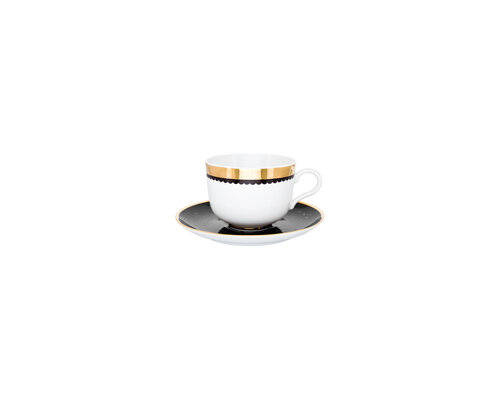 PORCEL  Ensemble tasse 28 cl et soucoupe  " Saturn Gold "