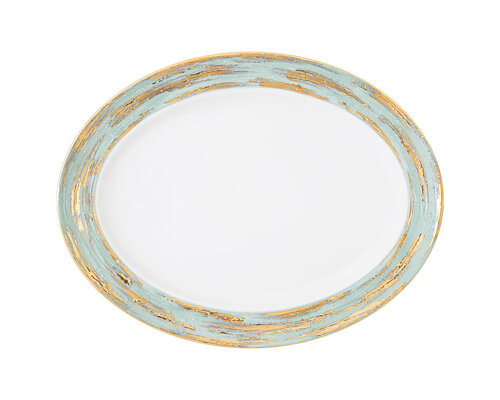 PORCEL  Assiette ovale 29 x 22 cm " Louise Lotus"