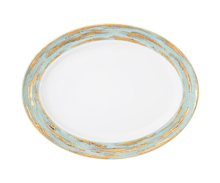 PORCEL  Assiette ovale 29 x 22 cm " Louise Lotus"