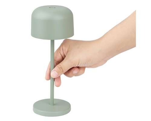 M&T Tafellamp oplaadbaar " IBIZA  " munt groen  hoogte 20 cm