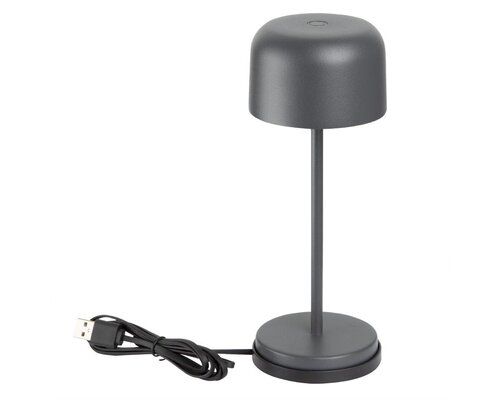 M&T Tafellamp oplaadbaar " IBIZA  " antraciet grijs  hoogte 20 cm