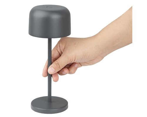 M&T Lampe de table rechargable " IBIZA  "  couleur grise antracite hauteur 20 cm