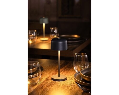 M&T Tafellamp oplaadbaar " IBIZA  " antraciet grijs  hoogte 20 cm