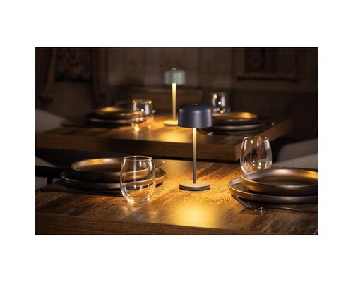 M&T Tafellamp oplaadbaar " IBIZA  " antraciet grijs  hoogte 20 cm